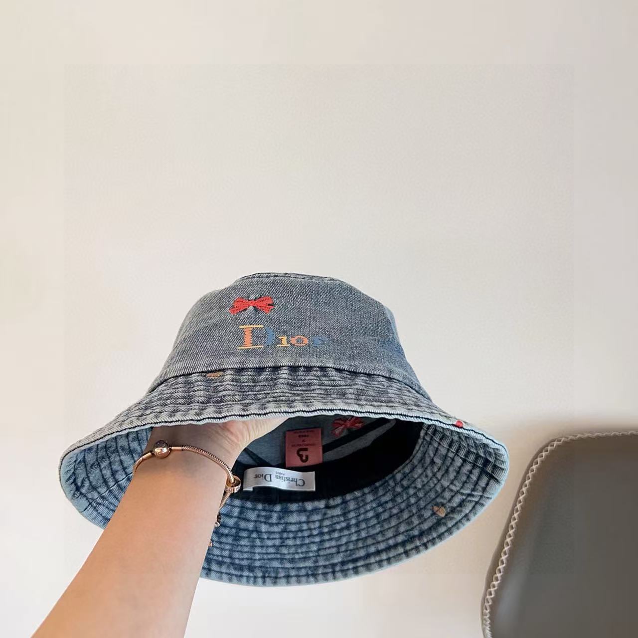 DI0R 刺繍デニムバケットハット【50%割引+送料無料】