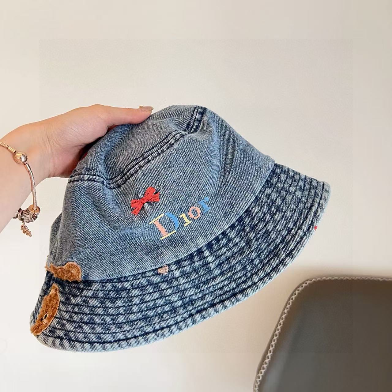 DI0R 刺繍デニムバケットハット【50%割引+送料無料】