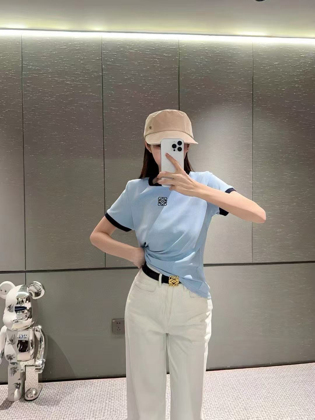 L0WEW 刺繍ロゴカラーブロックTシャツ【50％割引+送料無料】