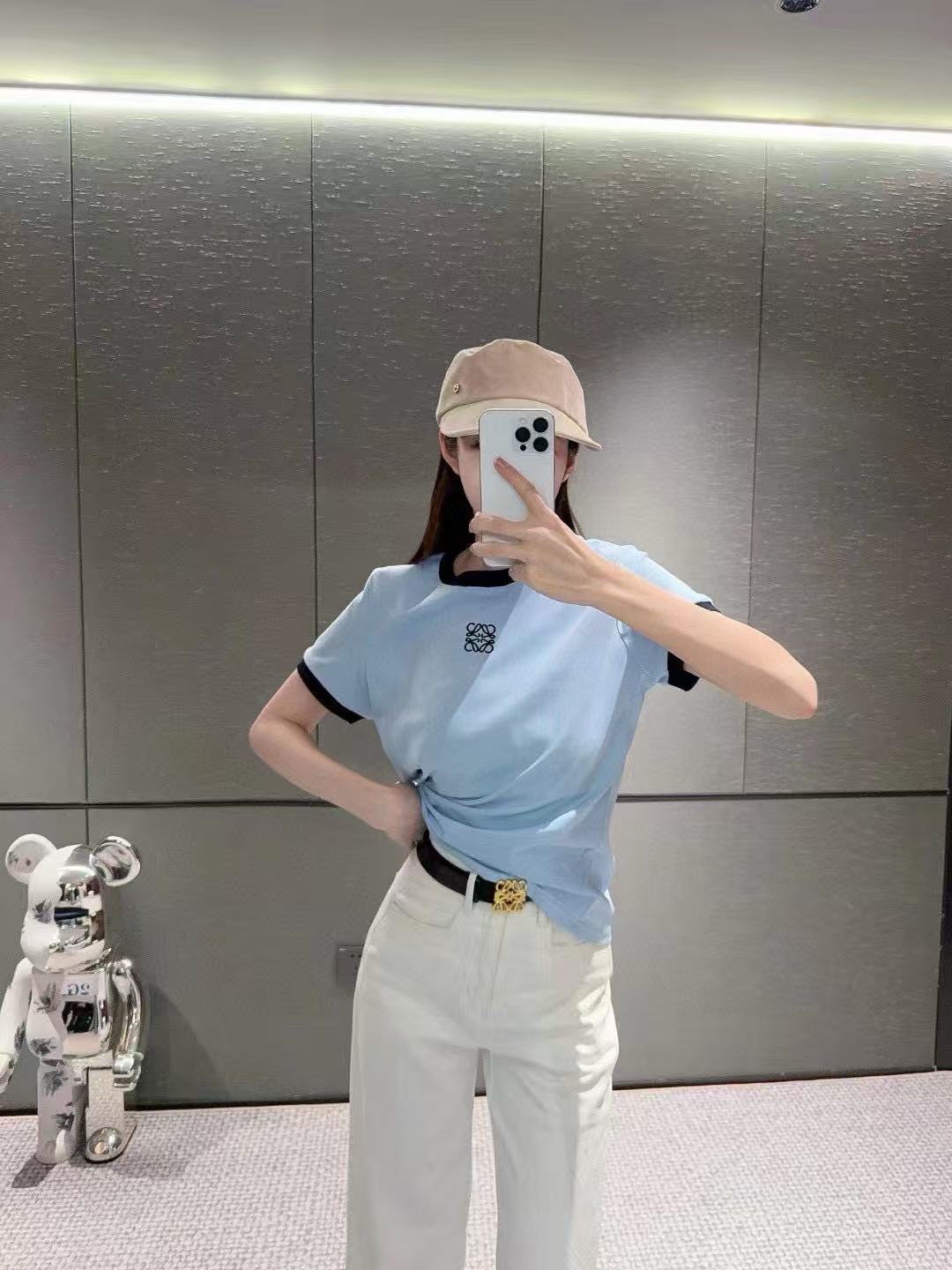 L0WEW 刺繍ロゴカラーブロックTシャツ【50％割引+送料無料】