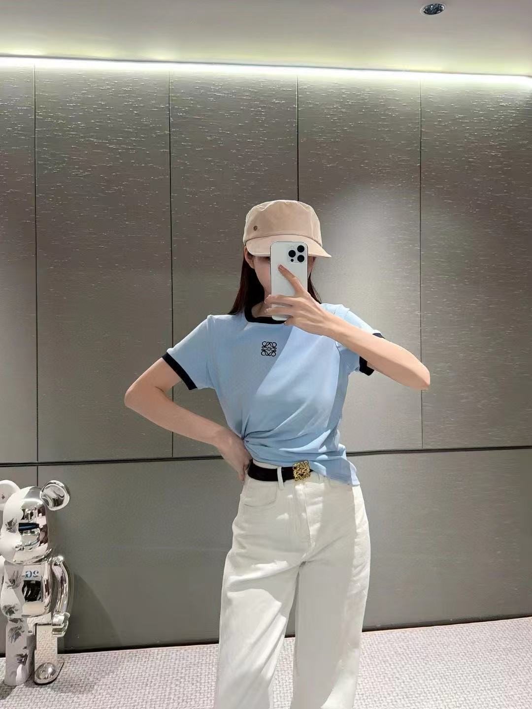 L0WEW 刺繍ロゴカラーブロックTシャツ【50％割引+送料無料】