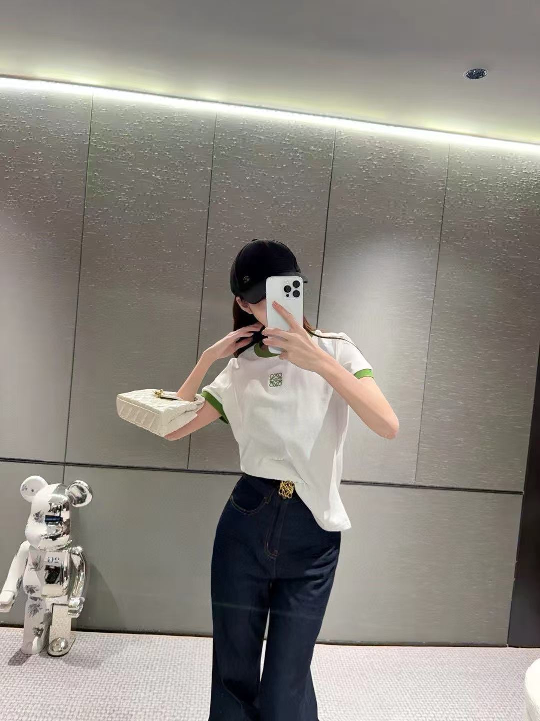 L0WEW 刺繍ロゴカラーブロックTシャツ【50％割引+送料無料】