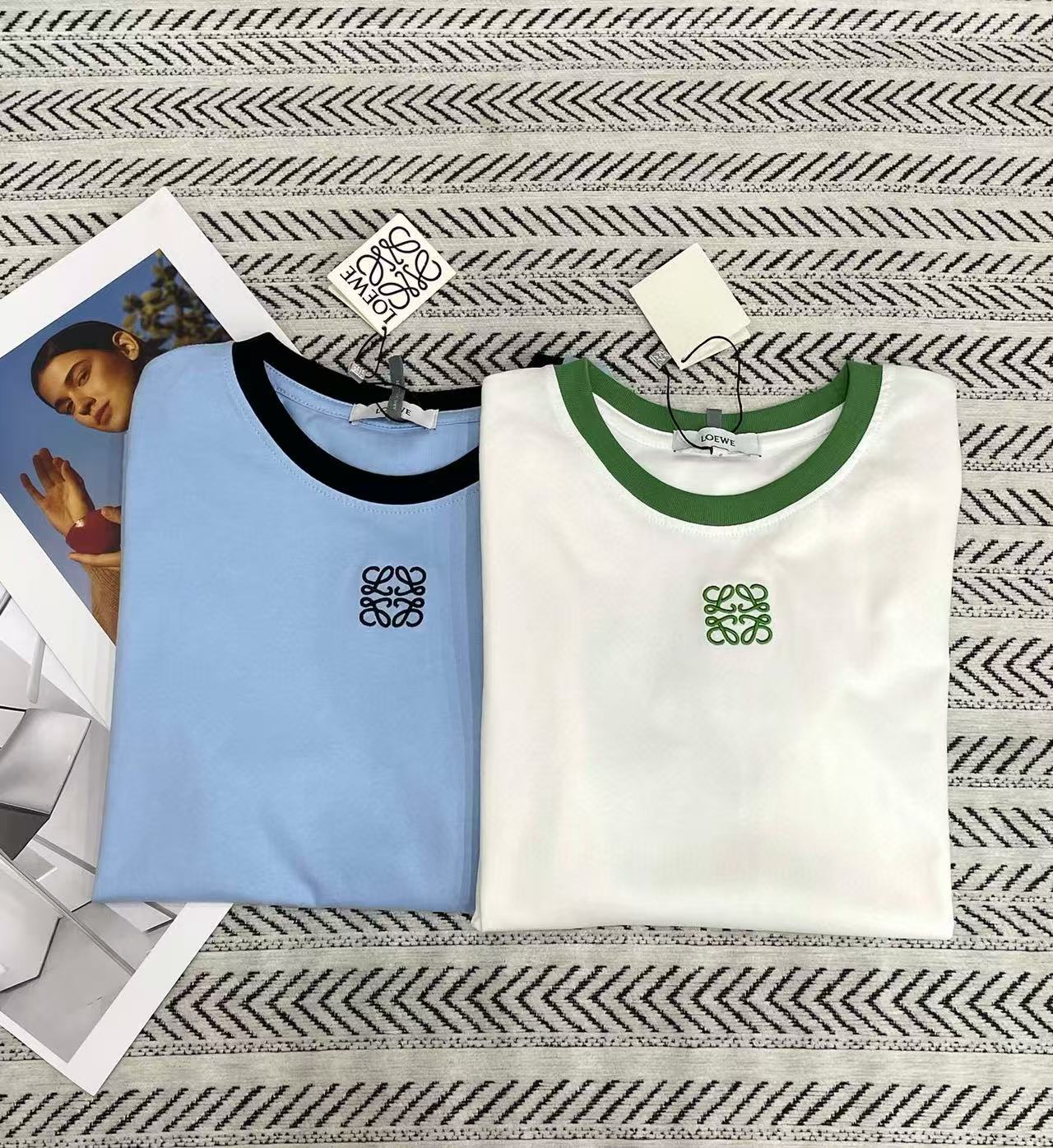 L0WEW 刺繍ロゴカラーブロックTシャツ【50％割引+送料無料】