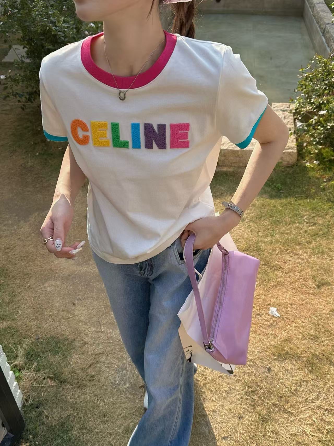 CEL1NE カラフルレタリングTシャツ【50％割引+送料無料】