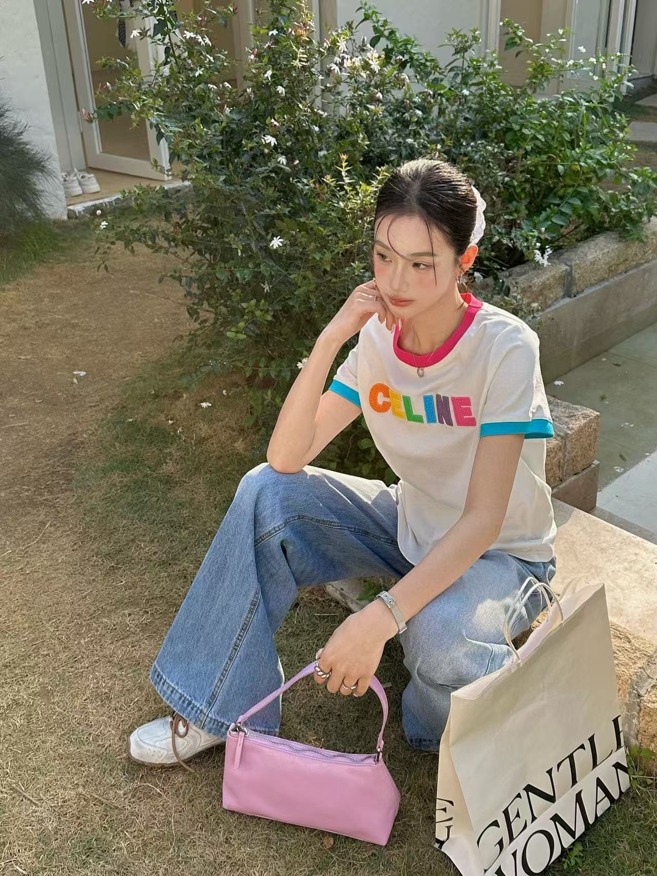 CEL1NE カラフルレタリングTシャツ【50％割引+送料無料】