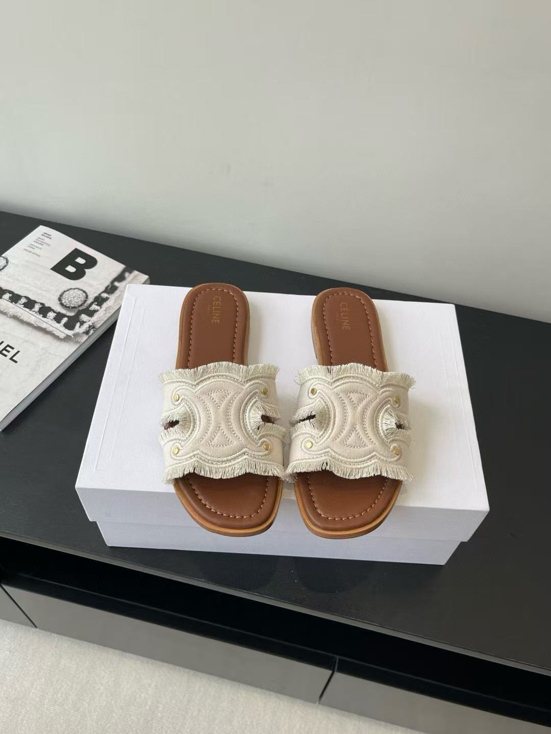 CEL1NEの高品質凱旋門デニムスリッパ【50％割引+送料無料】