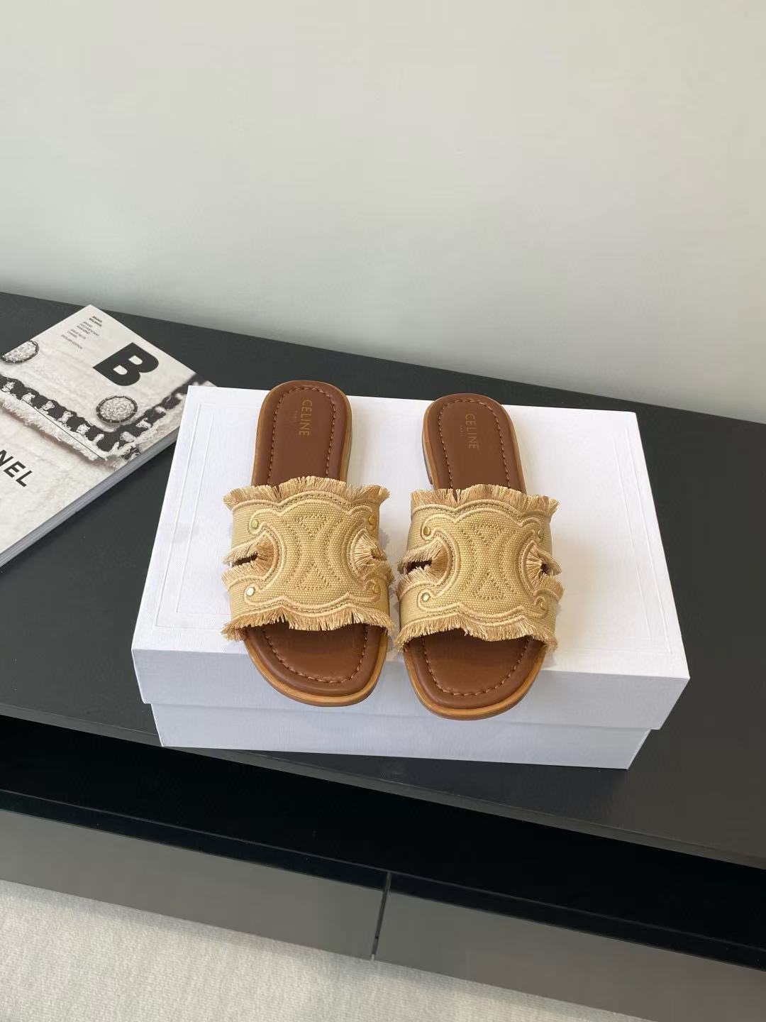 CEL1NEの高品質凱旋門デニムスリッパ【50％割引+送料無料】