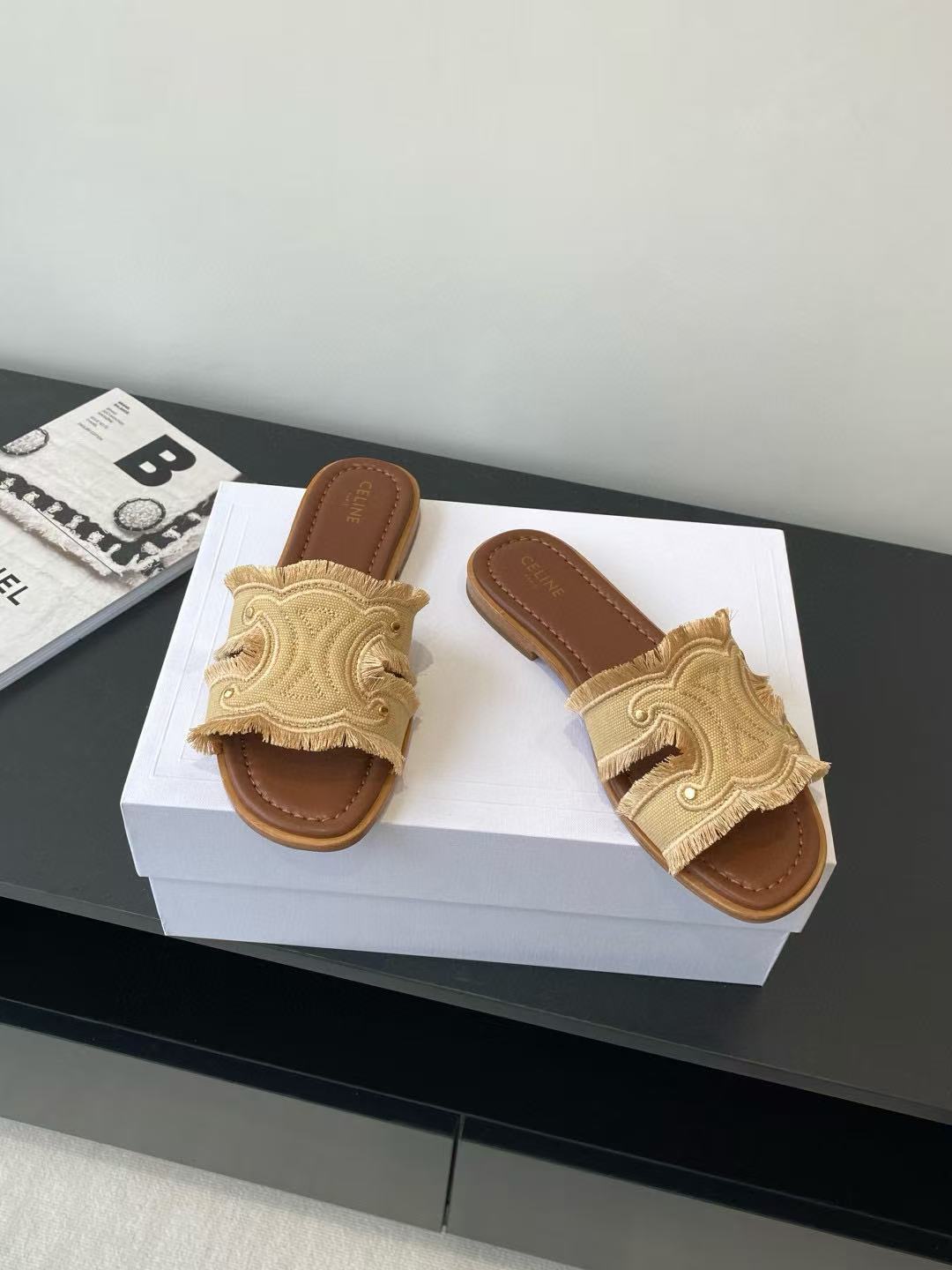 CEL1NEの高品質凱旋門デニムスリッパ【50％割引+送料無料】