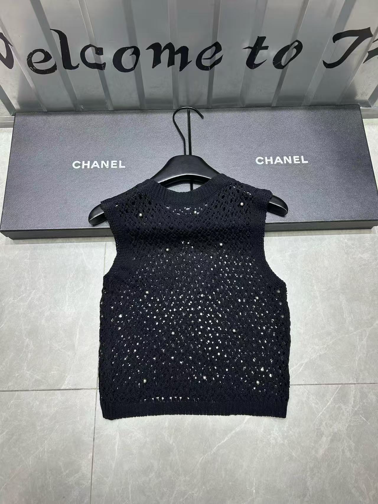 CHANE1 ビーズ中空ウールベスト【 50％割引+送料無料】