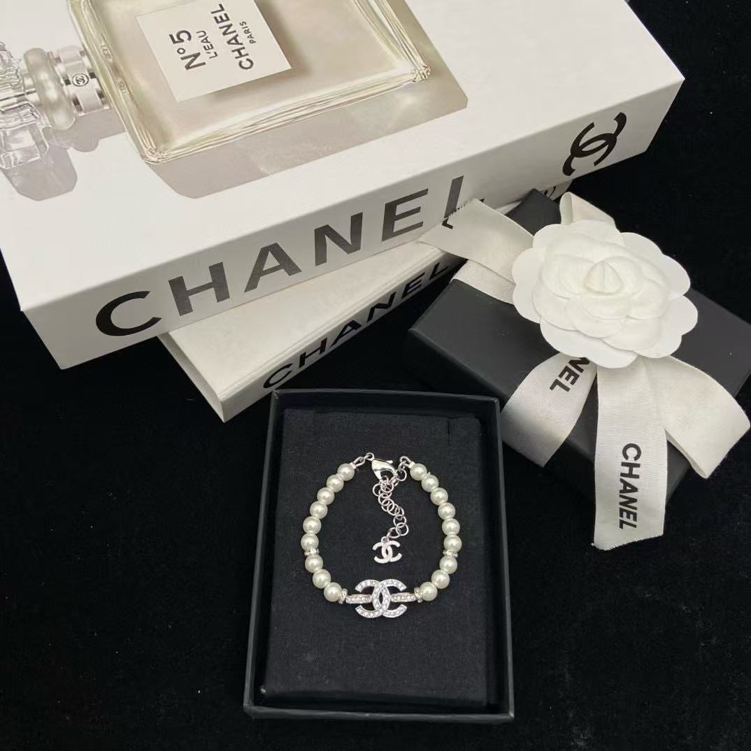 CHANE1 パール＆ダイヤモンド ダブルCブレスレット【 50％割引+送料無料】