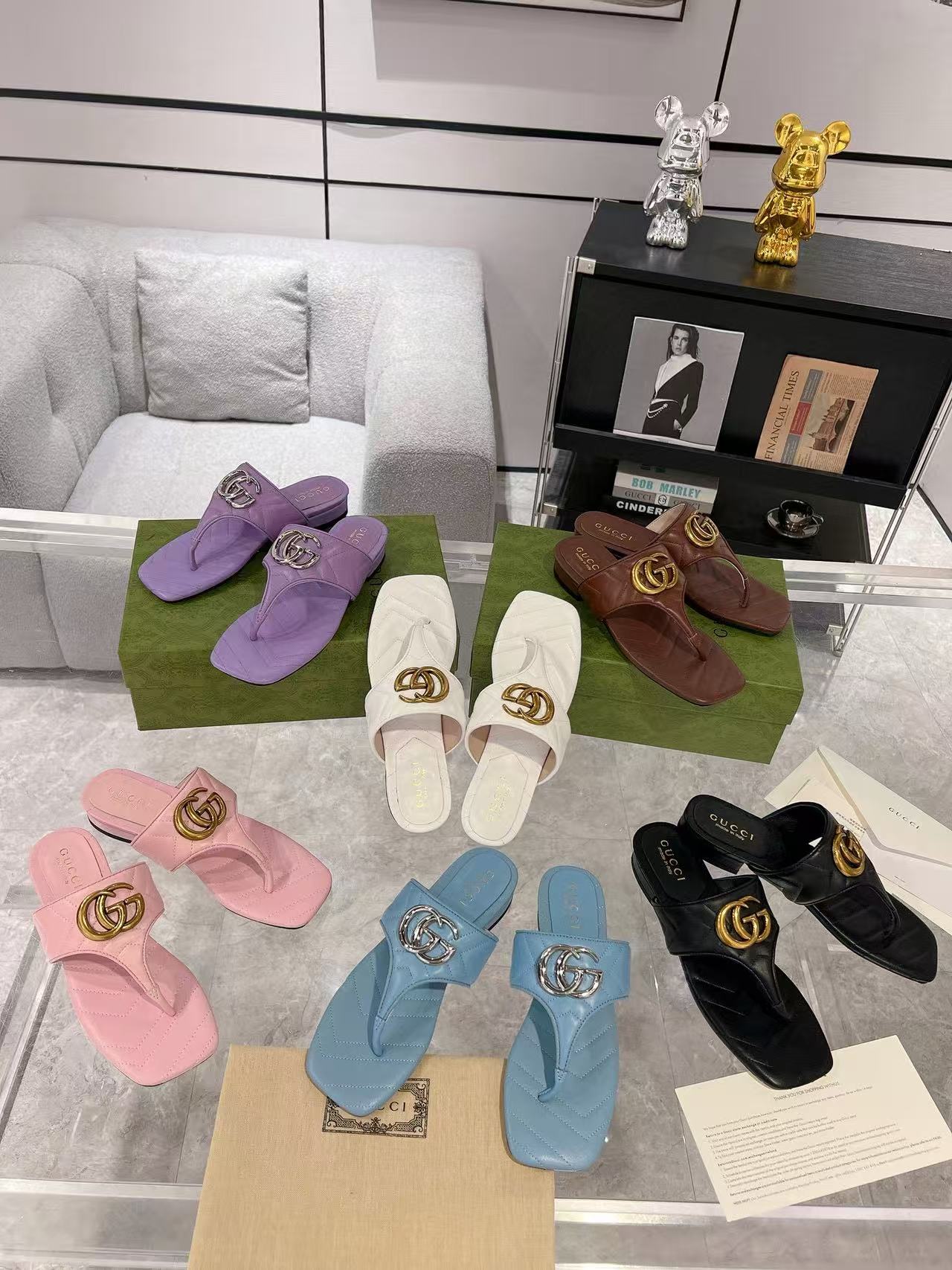 GUCC1 高品質ダブルGフリップフロップ【50%割引+送料無料】