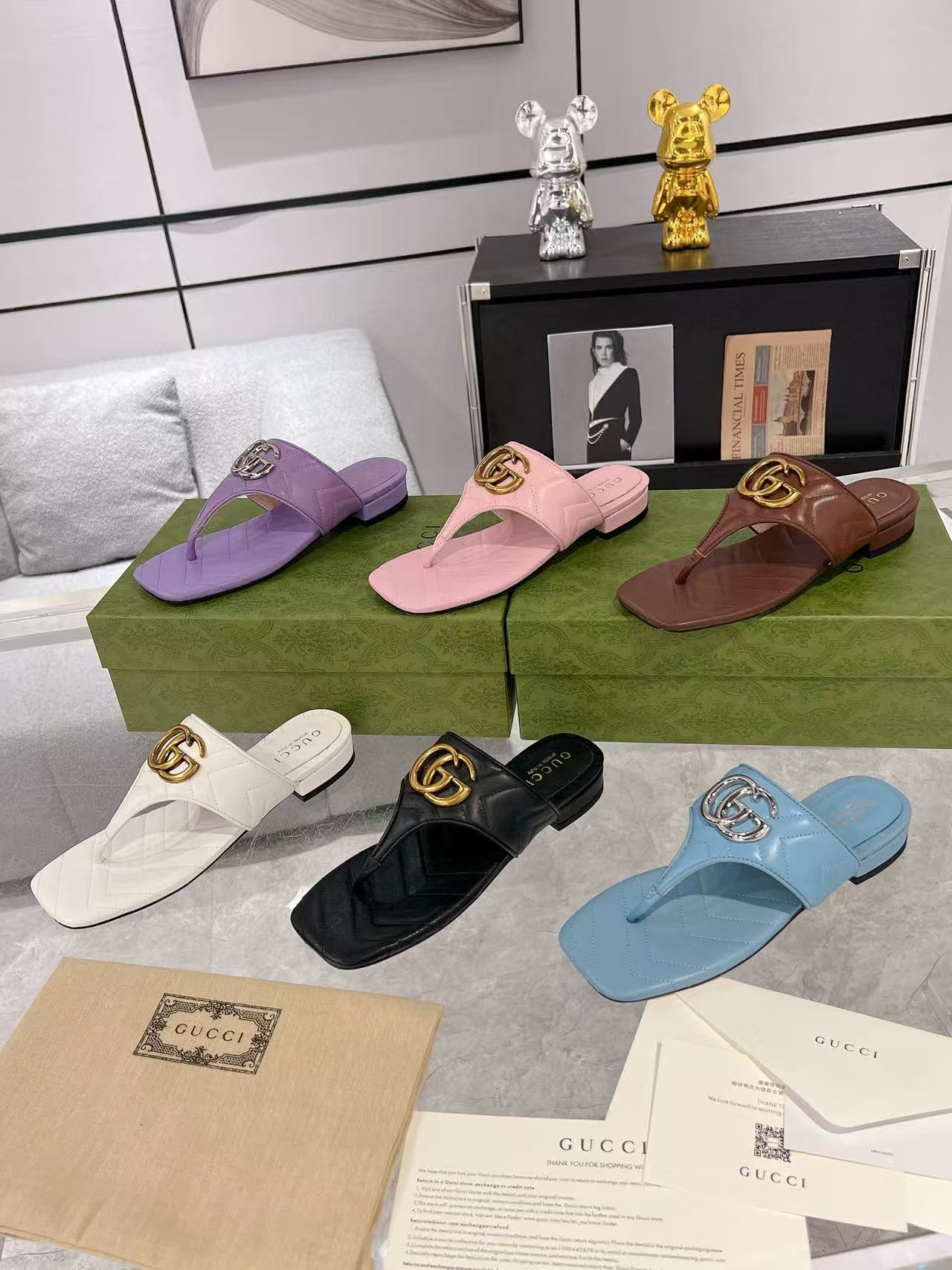 GUCC1 高品質ダブルGフリップフロップ【50%割引+送料無料】