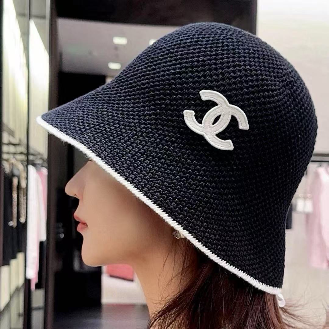 CHANE1 ブラック＆ホワイト ダブルC バケットハット【50％割引+送料無料】