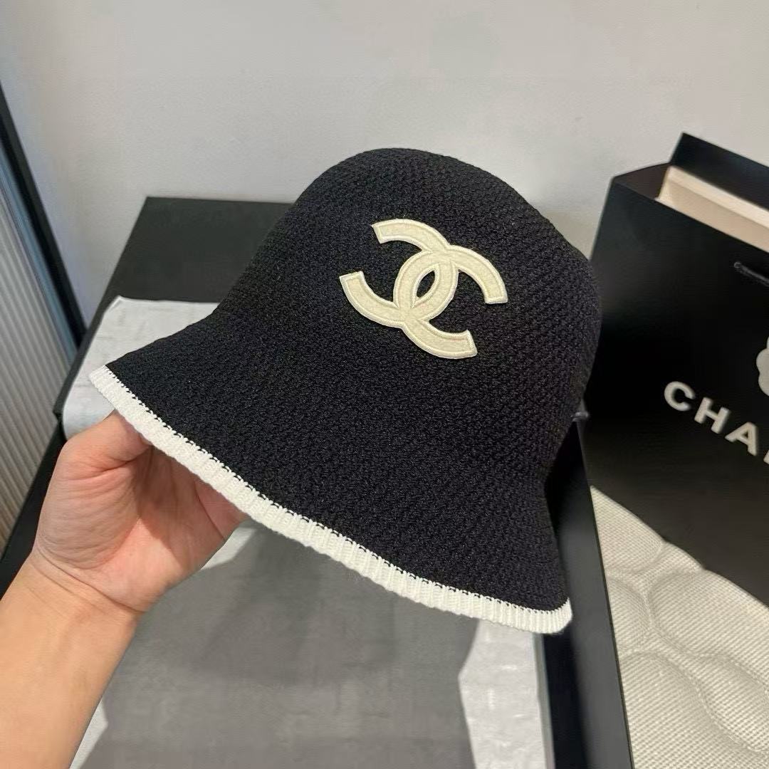 CHANE1 ブラック＆ホワイト ダブルC バケットハット【50％割引+送料無料】