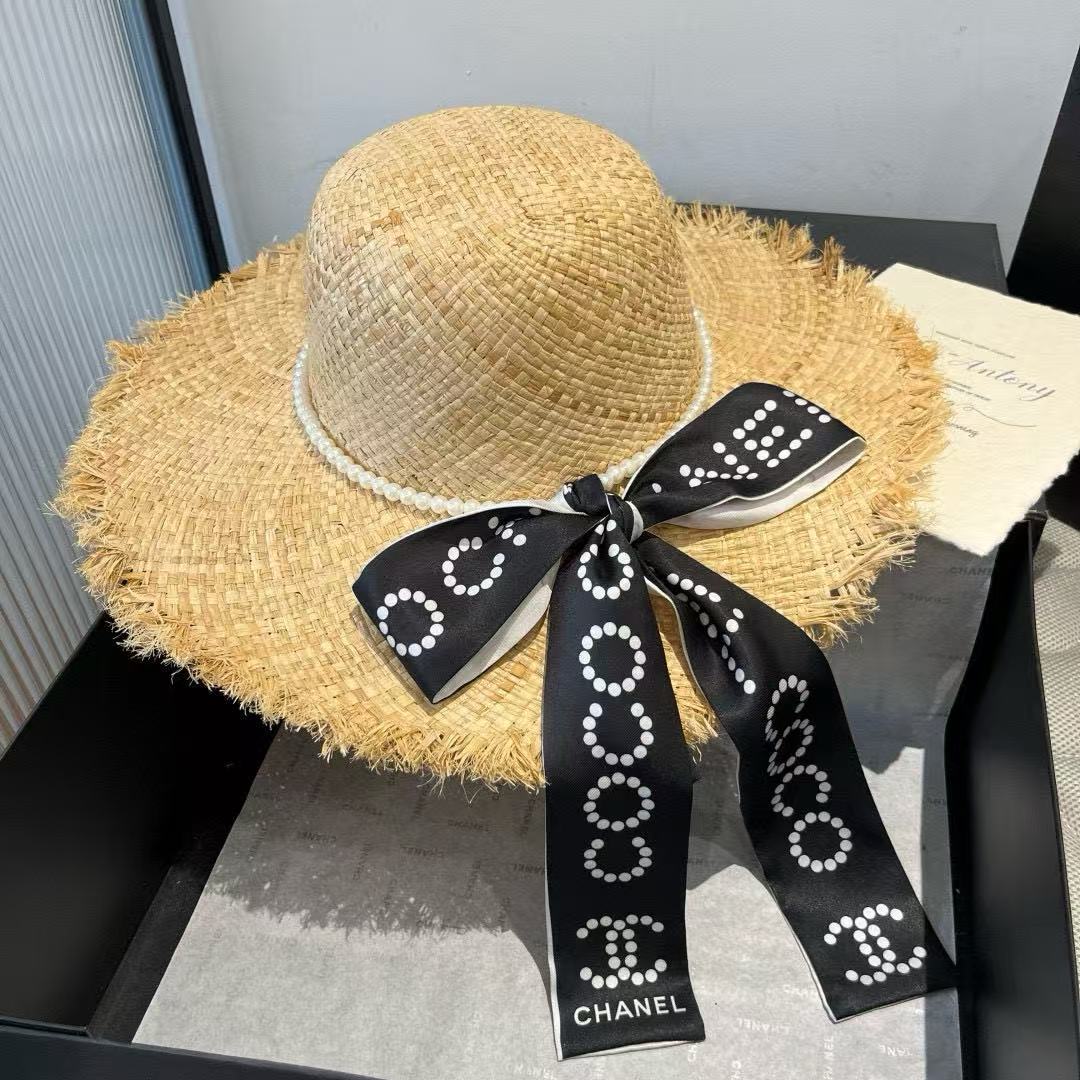 CHANE1 パールストローハット【50％割引+送料無料】