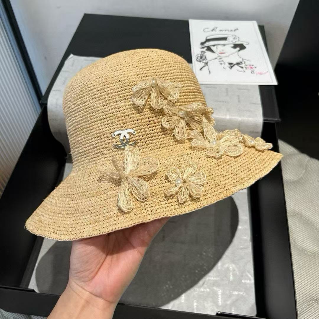 CHANE1 フラワーパールラフィアストローハット【50%割引+送料無料】