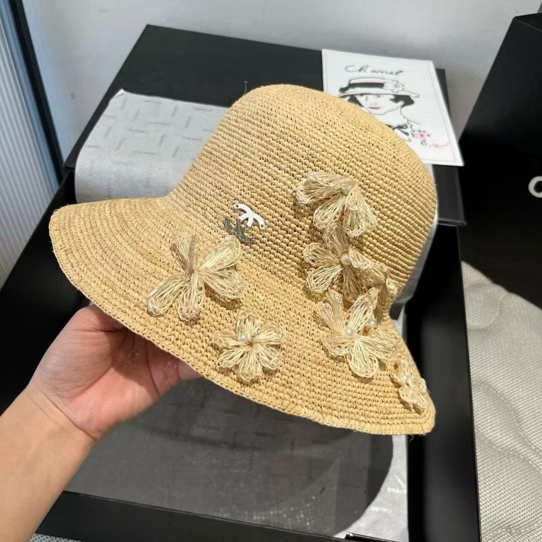 CHANE1 フラワーパールラフィアストローハット【50%割引+送料無料】