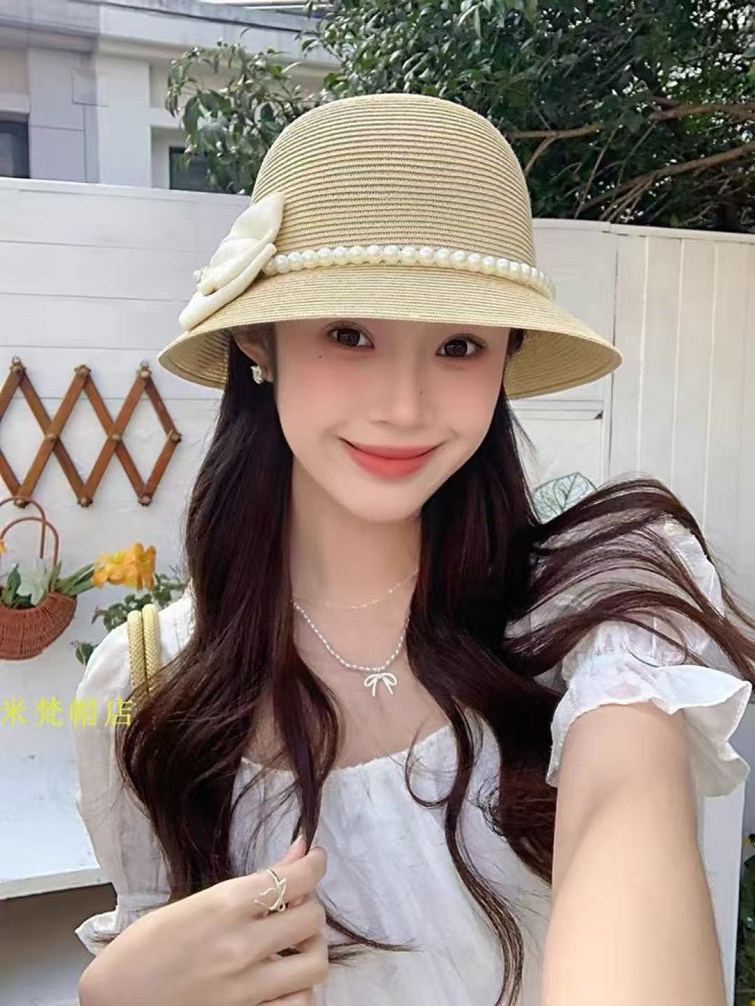 DI0R ビッグパールボウ サンスクリーン ストローハット【50％割引+送料無料】