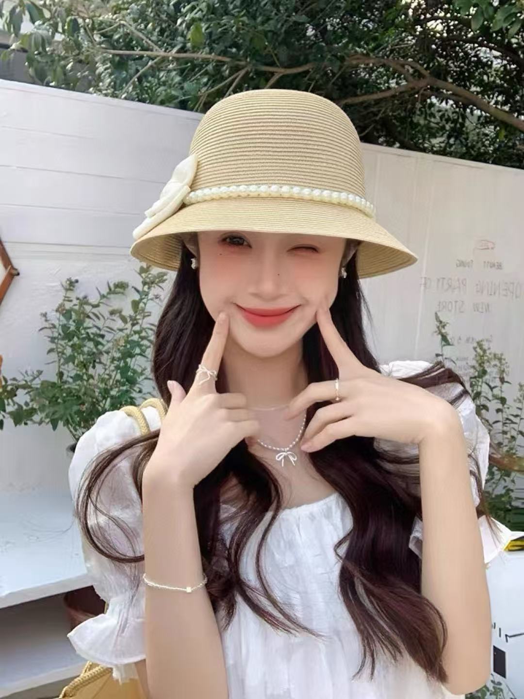 DI0R ビッグパールボウ サンスクリーン ストローハット【50%割引+送料無料】