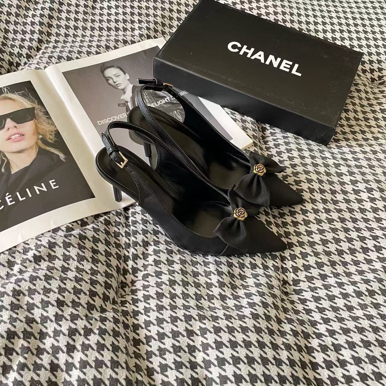 CHANE1 カメリアボウハイヒール【50%割引+送料無料】