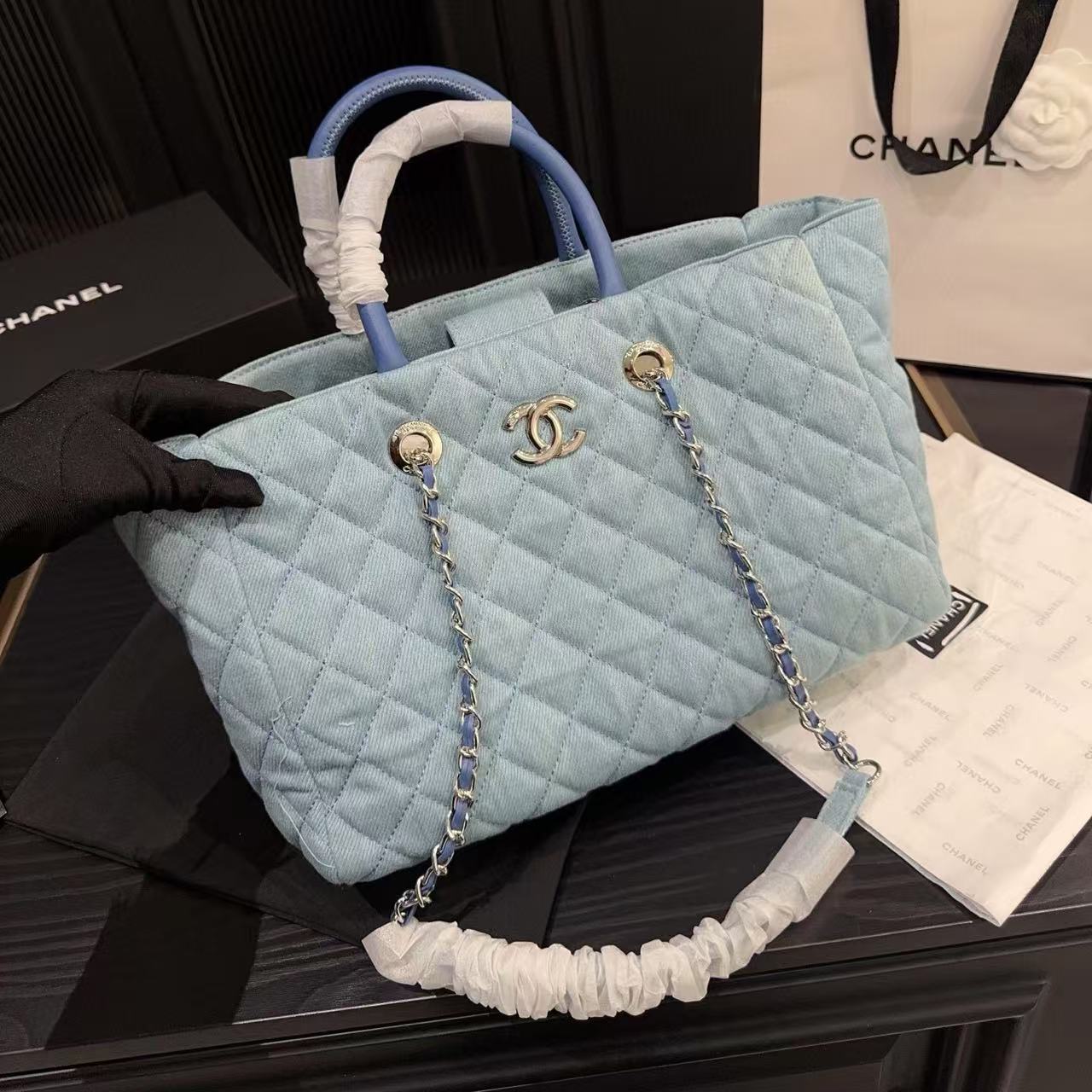 CHANE1 チェーンデニムショッピングバッグ【50％割引+送料無料】