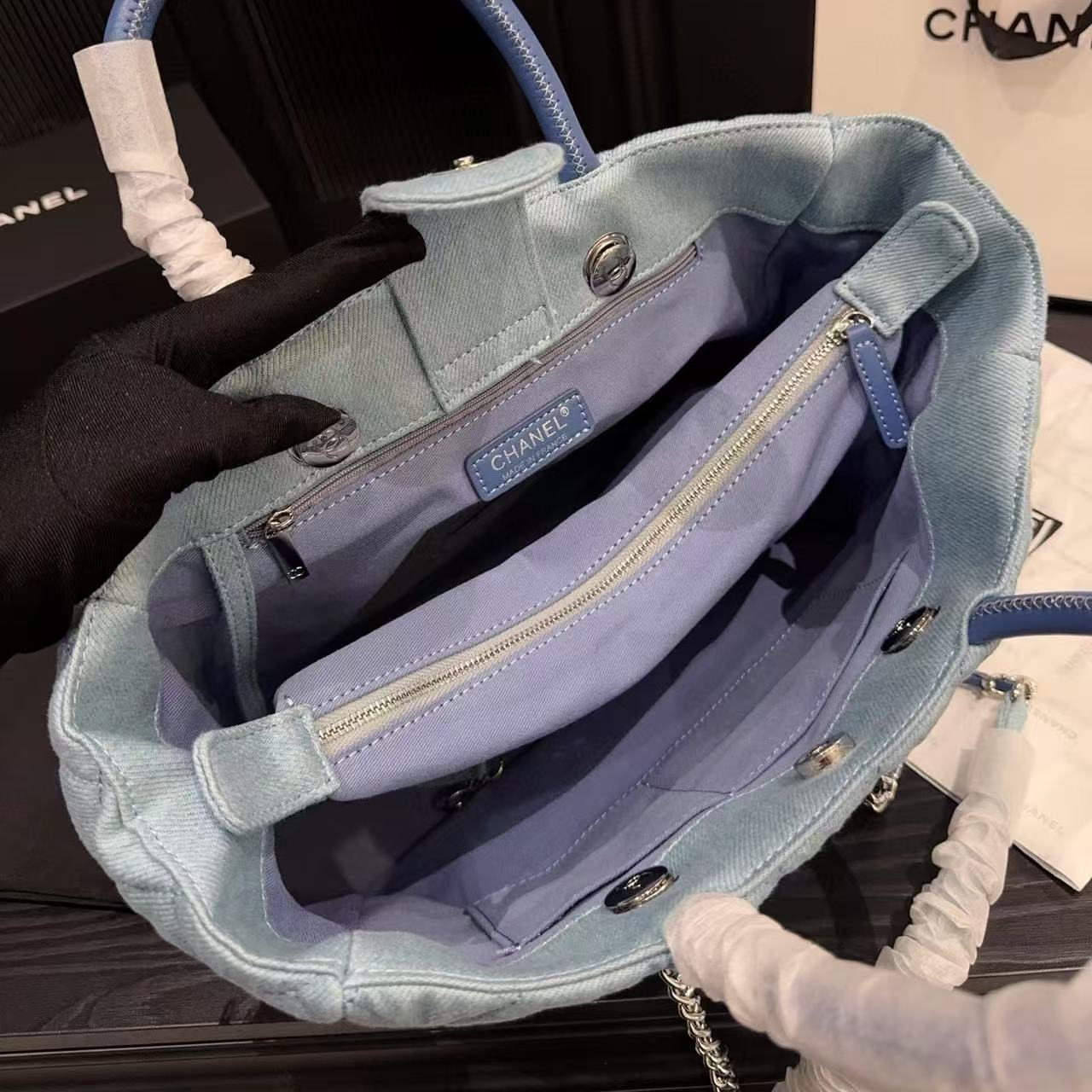 CHANE1 チェーンデニムショッピングバッグ【50％割引+送料無料】