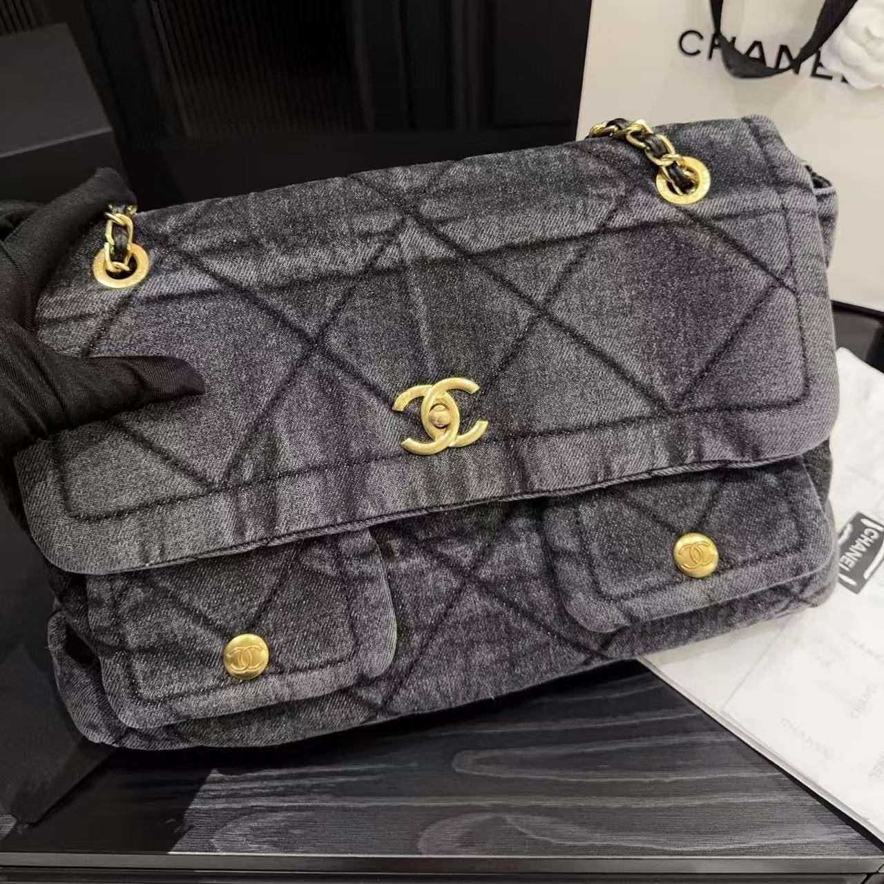 CHANE1 デニム アンダーアームバッグ【50％割引+送料無料】