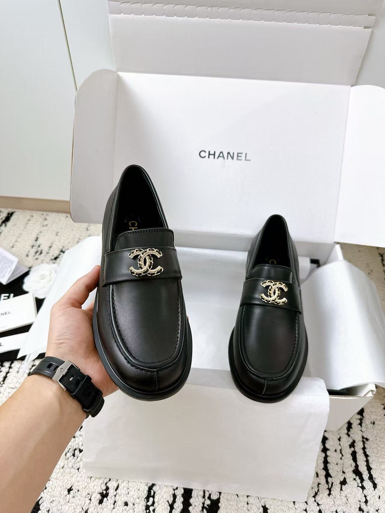 CHANE1 高品質ダブルCシープスキンフラットシューズ【50%割引+送料無料】