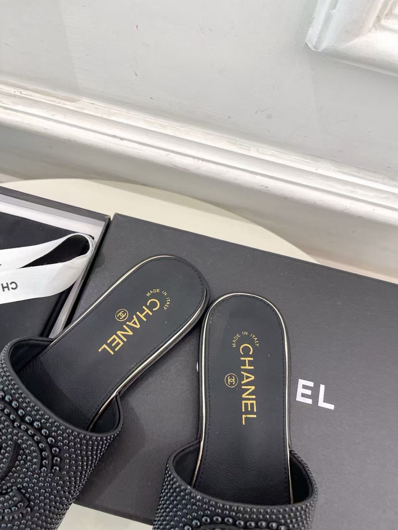 CHANE1 高品質ダブルCパールスリッパ【50%割引+送料無料】