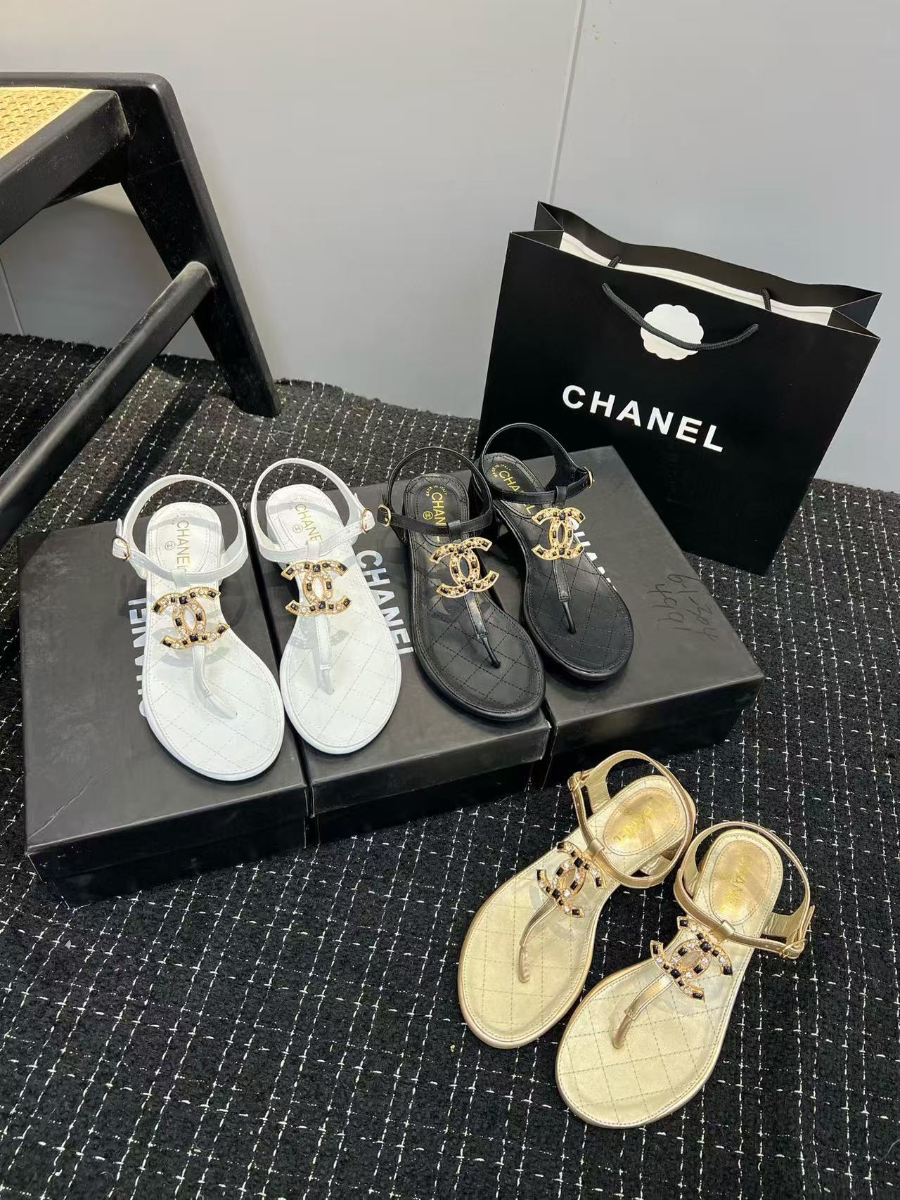 CHANE1 シンプルダブルCサンダル【50％割引+送料無料】