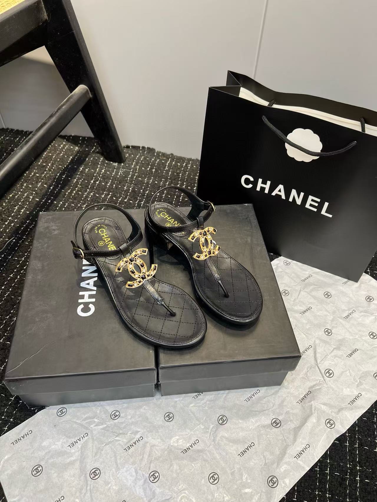 CHANE1 シンプルダブルCサンダル【50%割引+送料無料】
