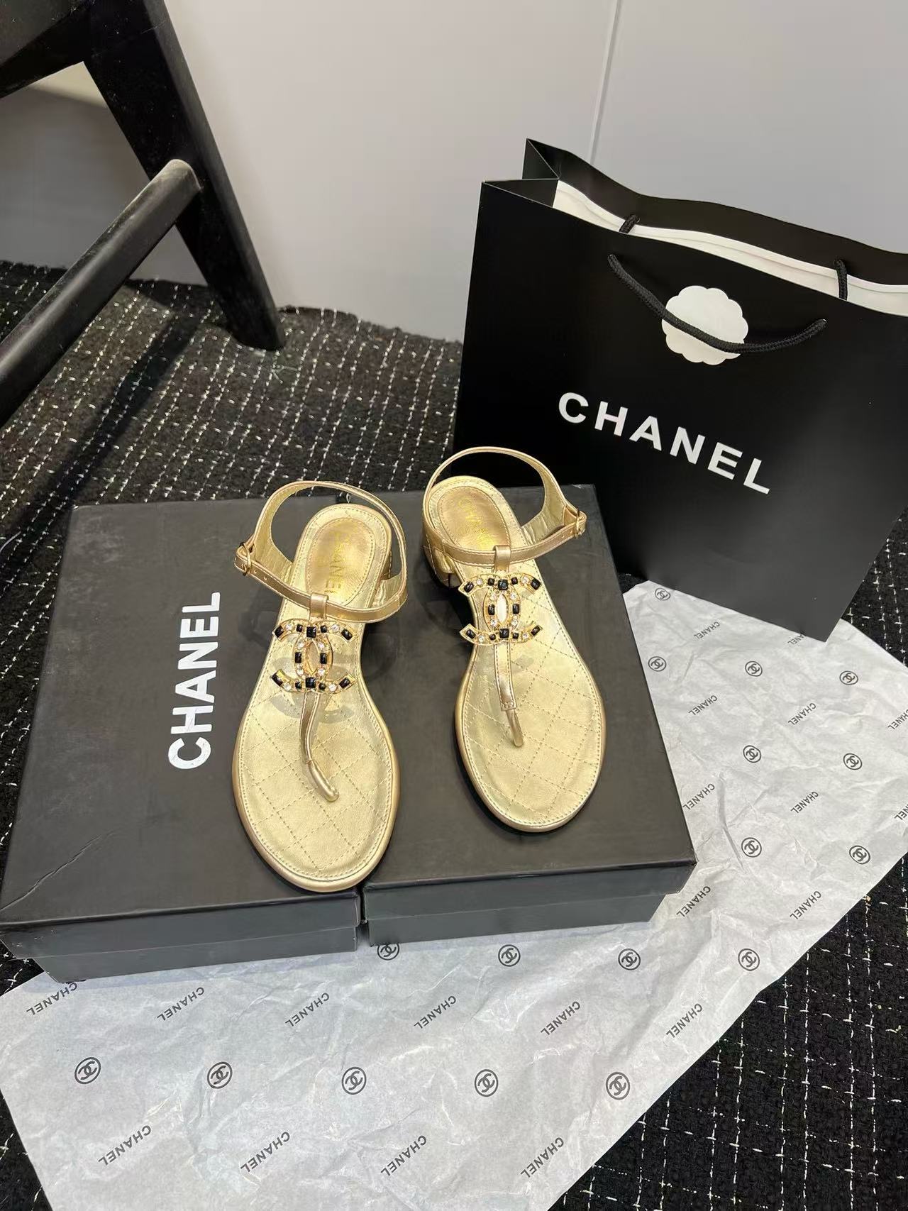 CHANE1 シンプルダブルCサンダル【50%割引+送料無料】