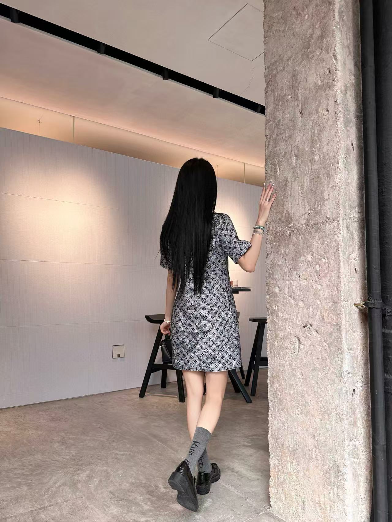 LVラペルジッパープリントドレス【50％割引+送料無料】