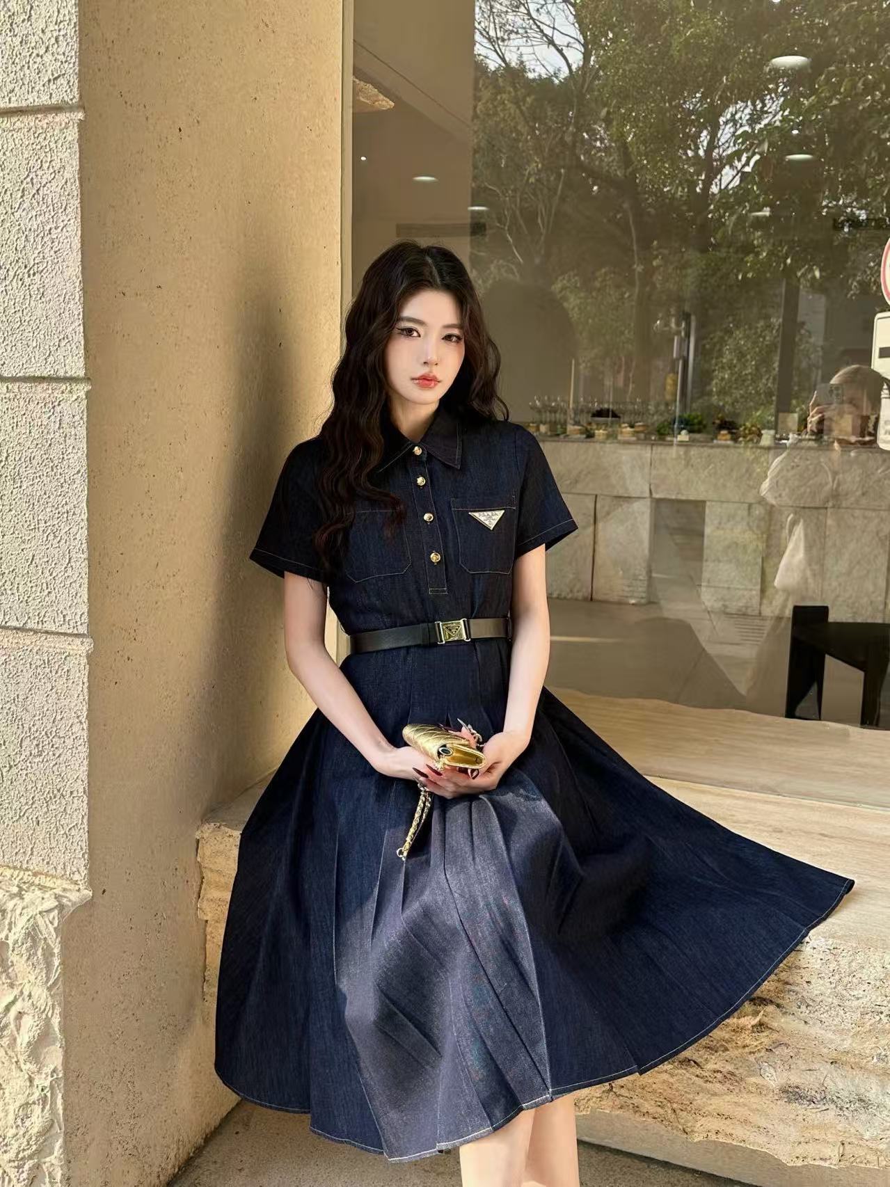 PR4DA 高品質 三角形ロゴ ベルト付きドレス【50％割引+送料無料】