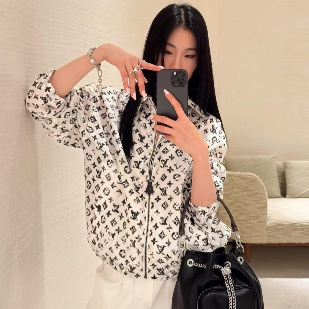 LVの高品質ジッパープリントデニムジャケット【50％割引+送料無料】