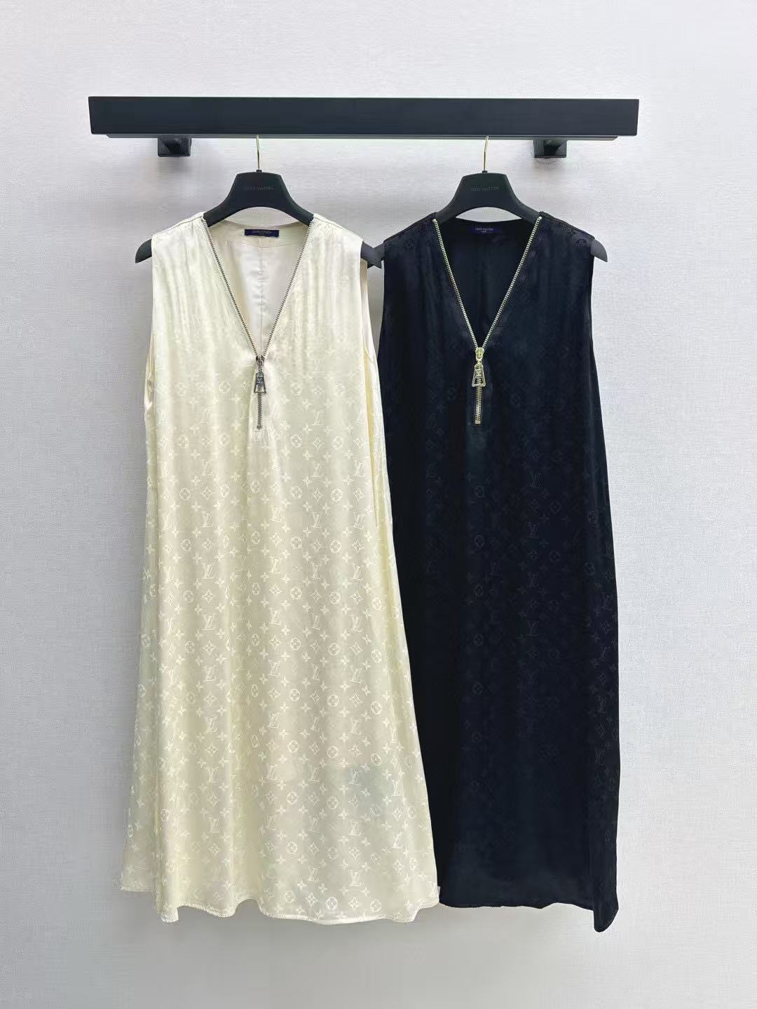 LVジャカードジッパーVネックドレス【50％割引+送料無料】