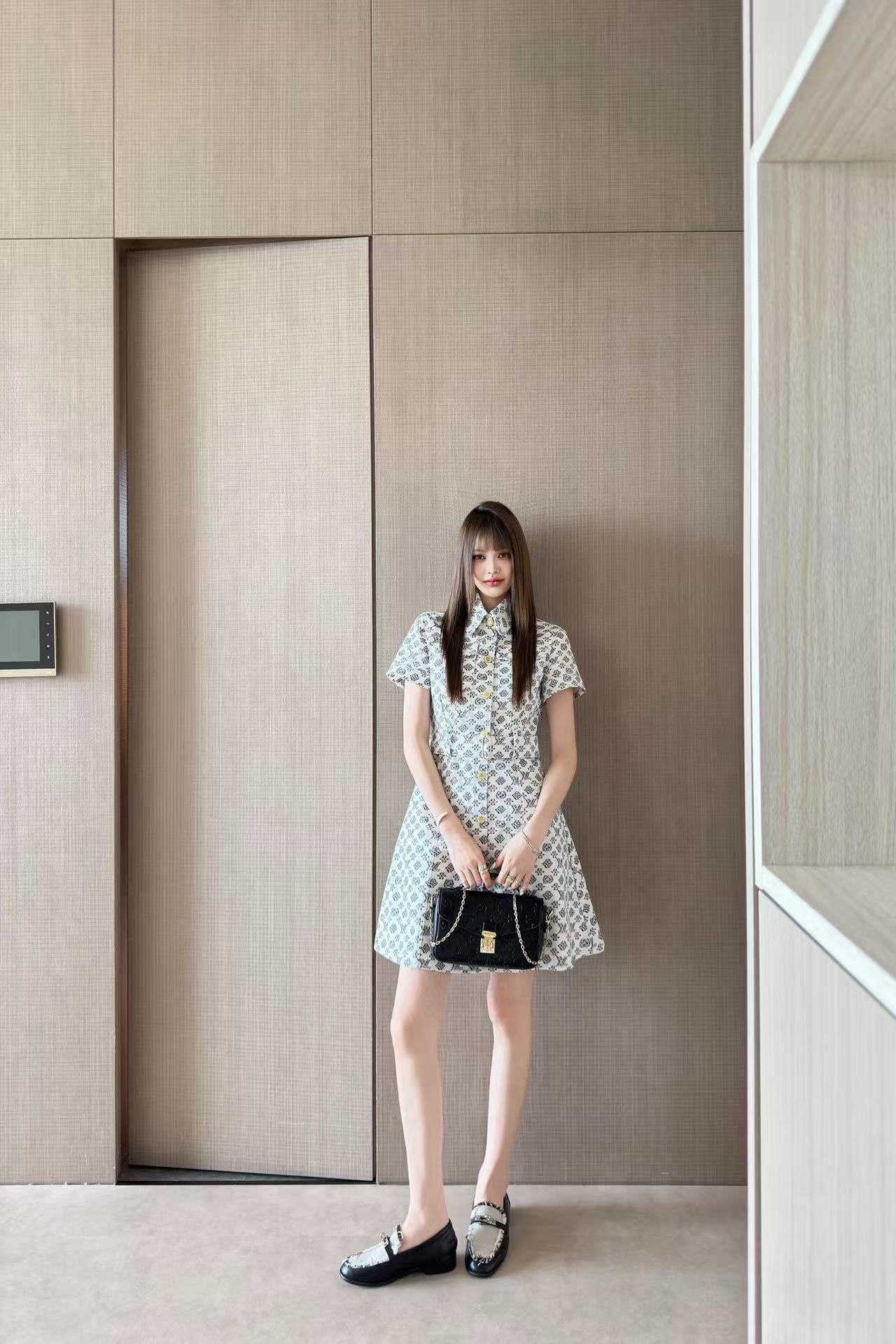 LVデニムプリント半袖ドレス【50%割引+送料無料】