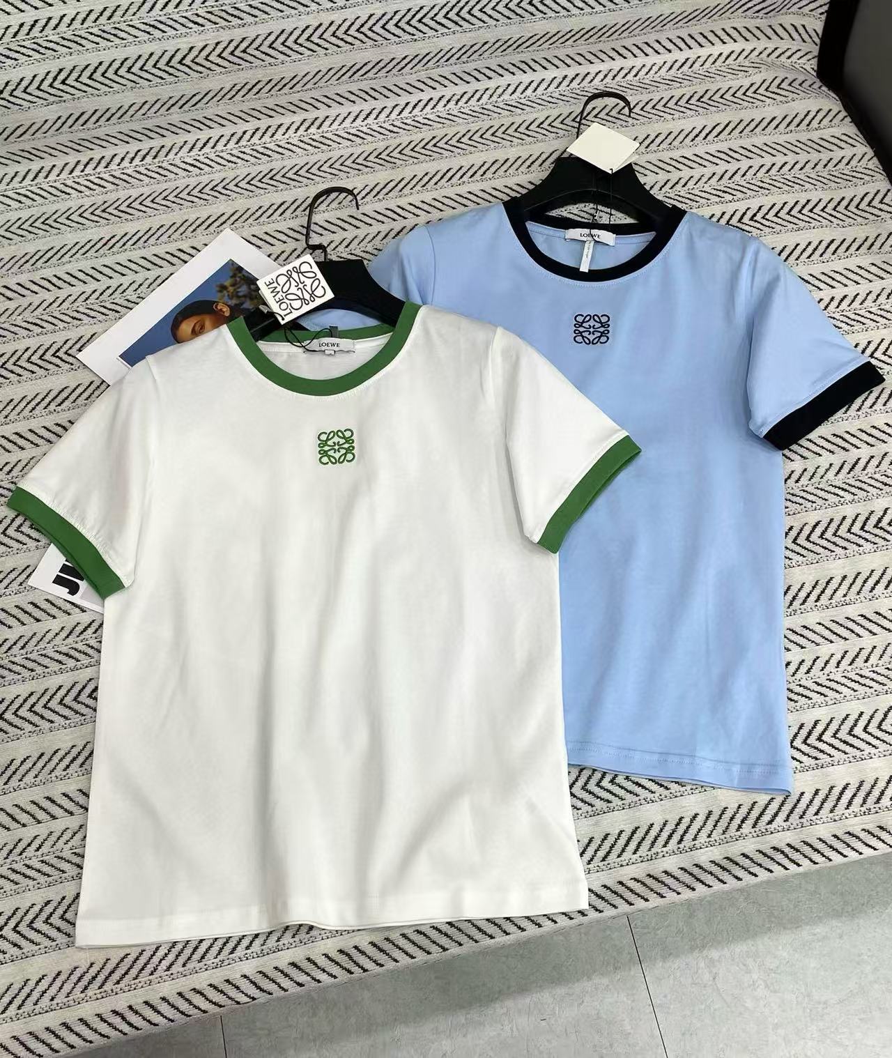 L0WEW 刺繍ロゴカラーブロックTシャツ【50％割引+送料無料】