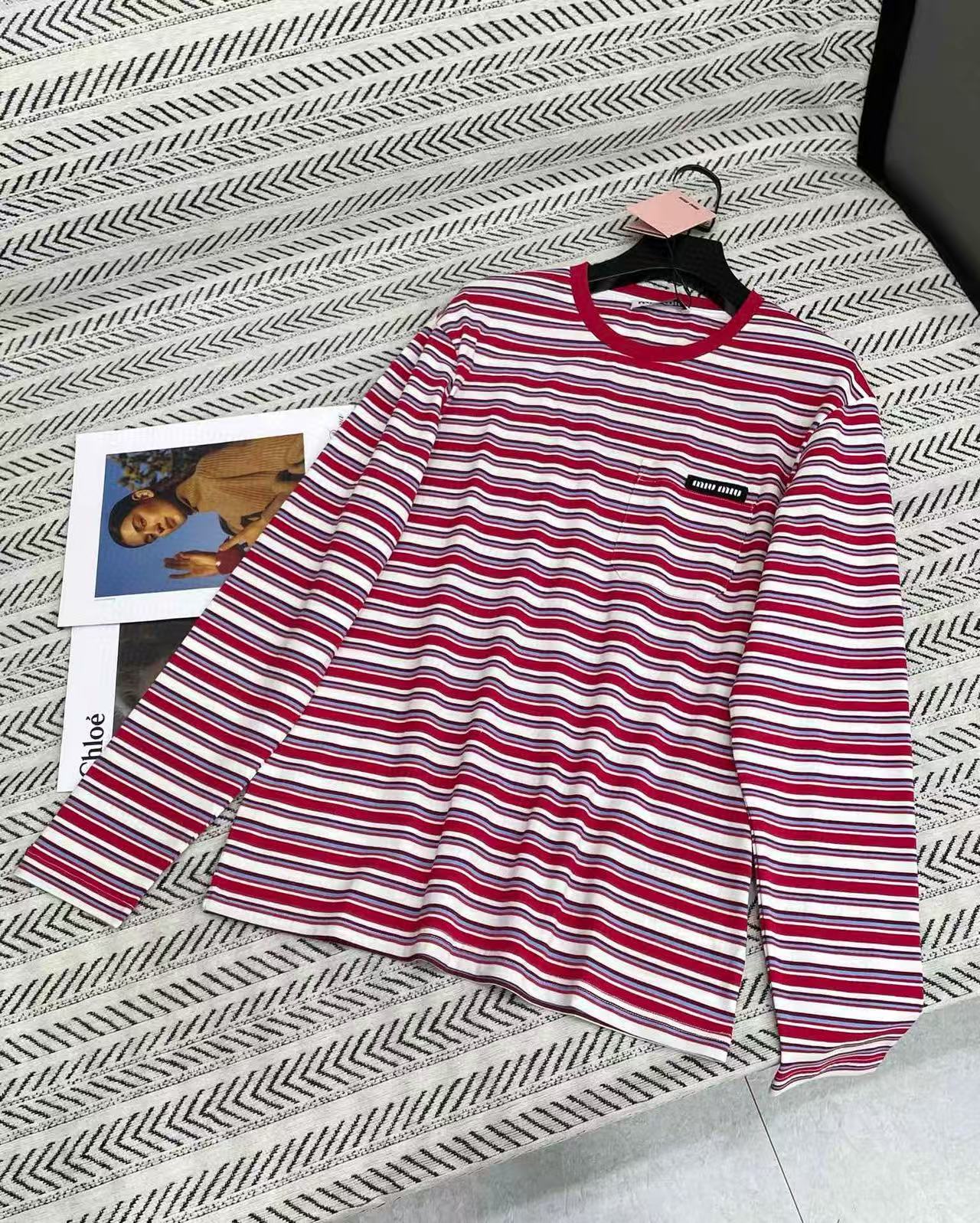 M1UMU1 ポケットストライプ ロングスリーブTシャツ【50％割引+送料無料】