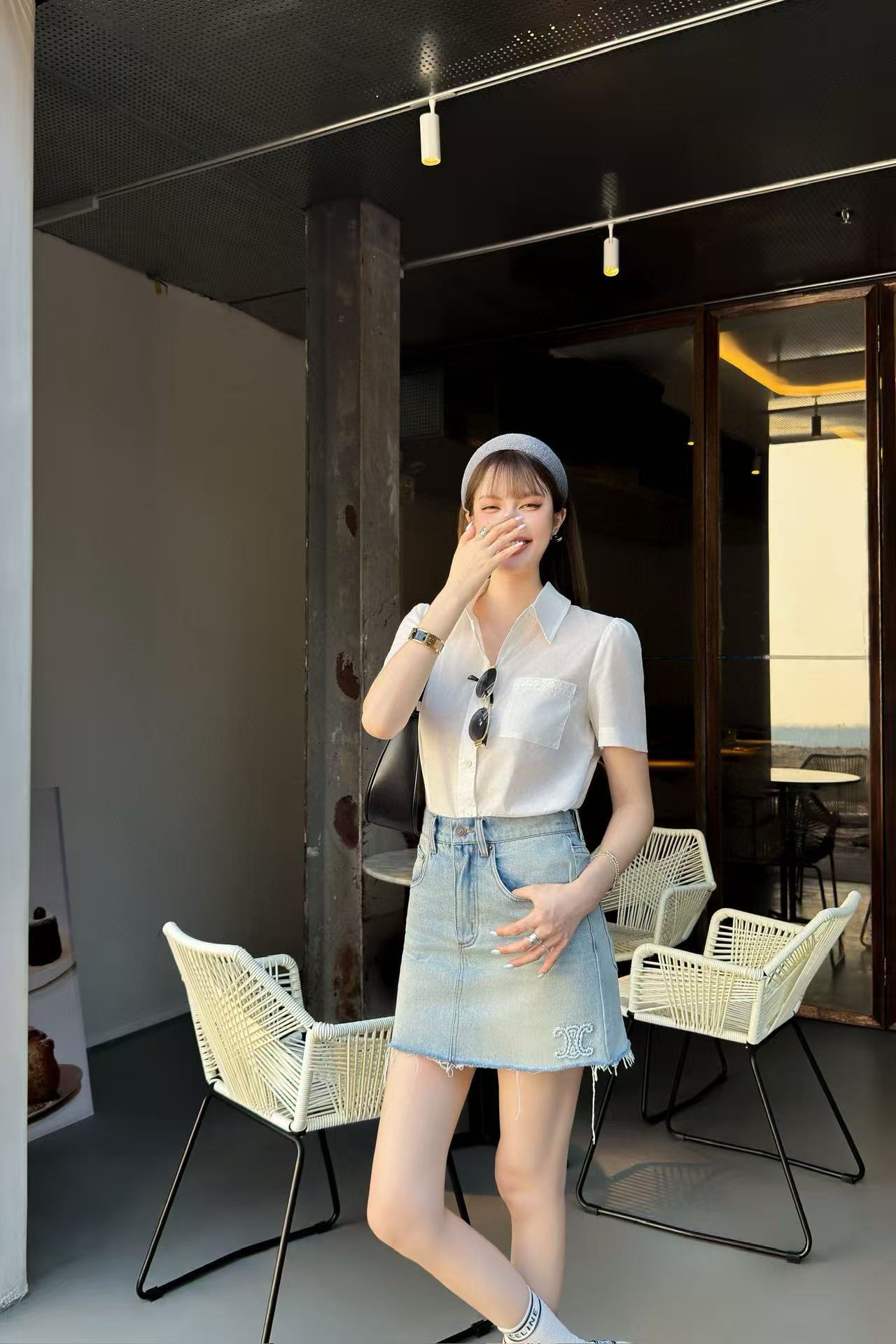 CEL1NEの高品質シャツ/デニムスカート【50％割引+送料無料】