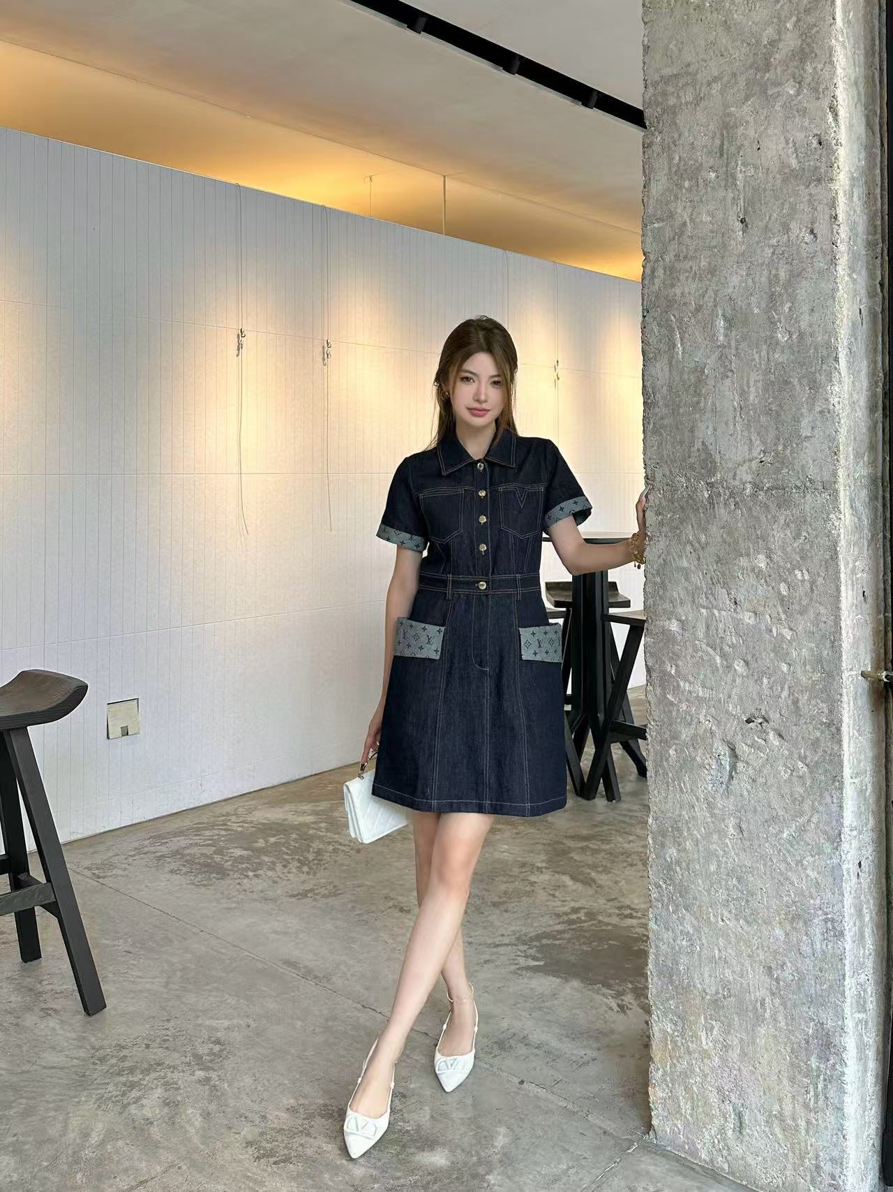 LVの高品質2ポケットデニムドレス【50％割引+送料無料】