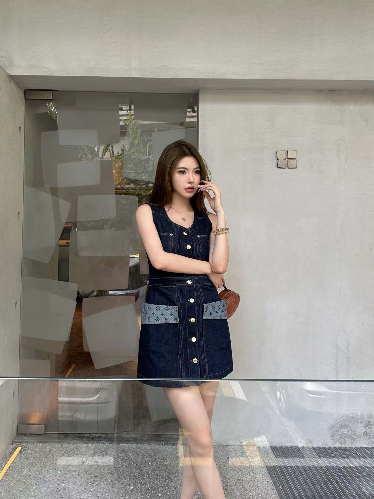 LVの高品質ノースリーブデニムドレス【50％割引+送料無料】