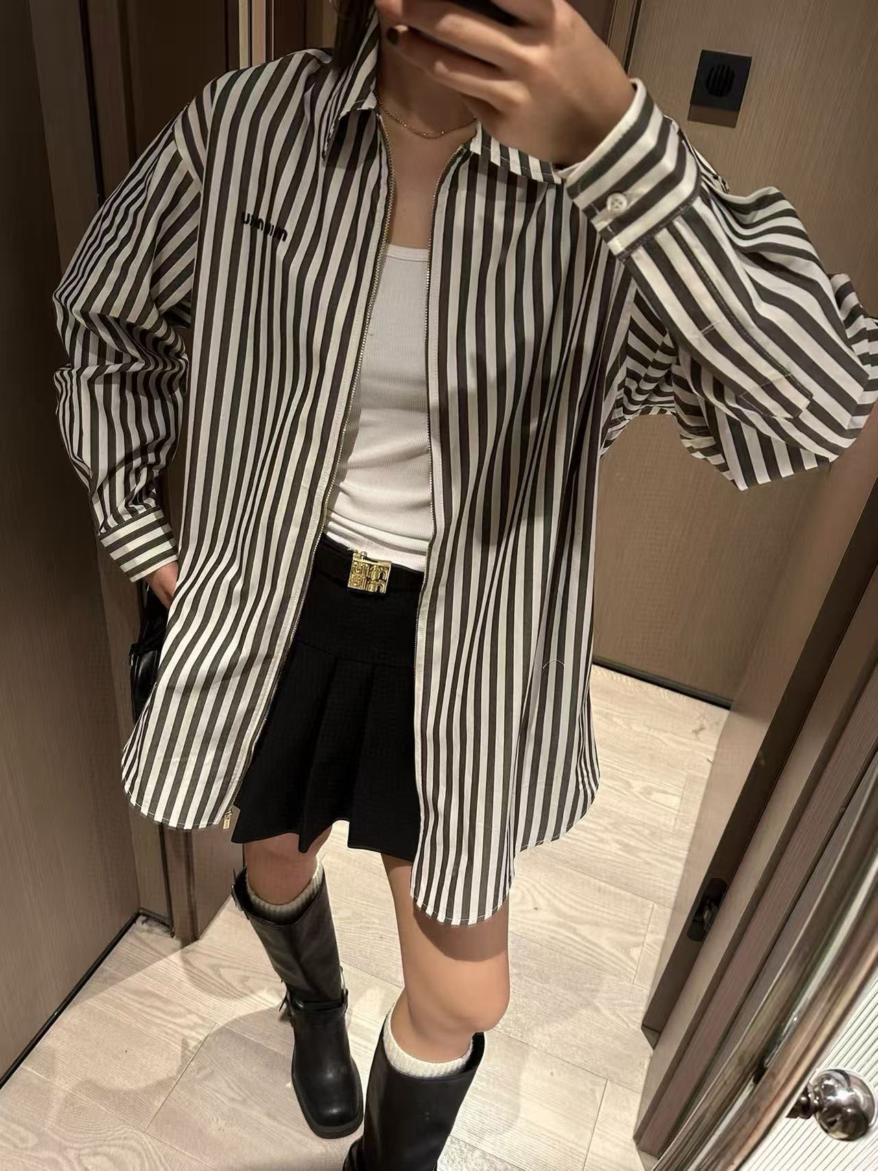 M1UM1U シンプルストライプシャツ【50％割引+送料無料】