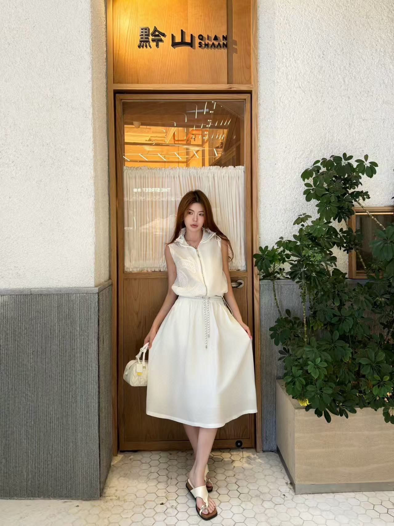 CHANE1 ジッパージャケット+スカート ツーピースセット【50％割引+送料無料】