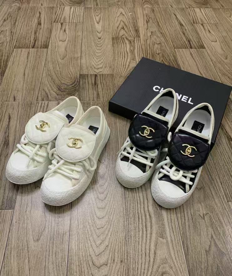 CHANE 1 ダブルC ブラック&ホワイト カジュアルシューズ【50%割引+送料無料】