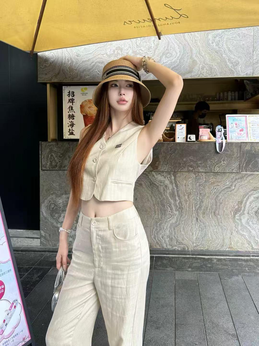 M1UM1U 高品質 ノースリーブベスト + パンツ ツーピースセット【50％割引+送料無料】