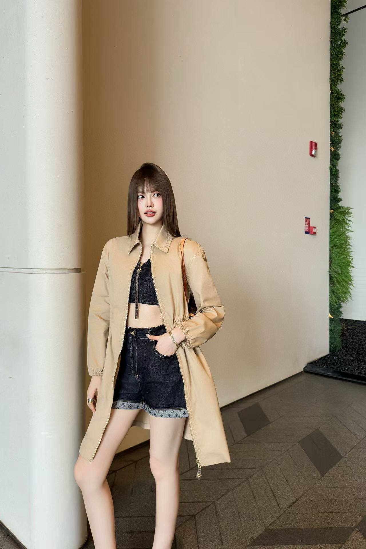 LVラペルジッパー長袖ドレス【50％割引+送料無料】