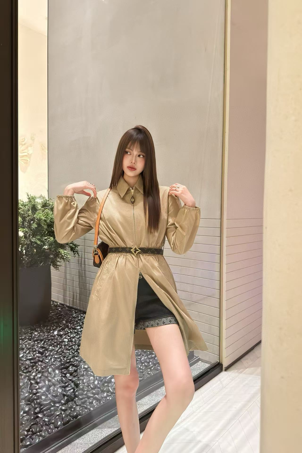 LVラペルジッパー長袖ドレス【50％割引+送料無料】