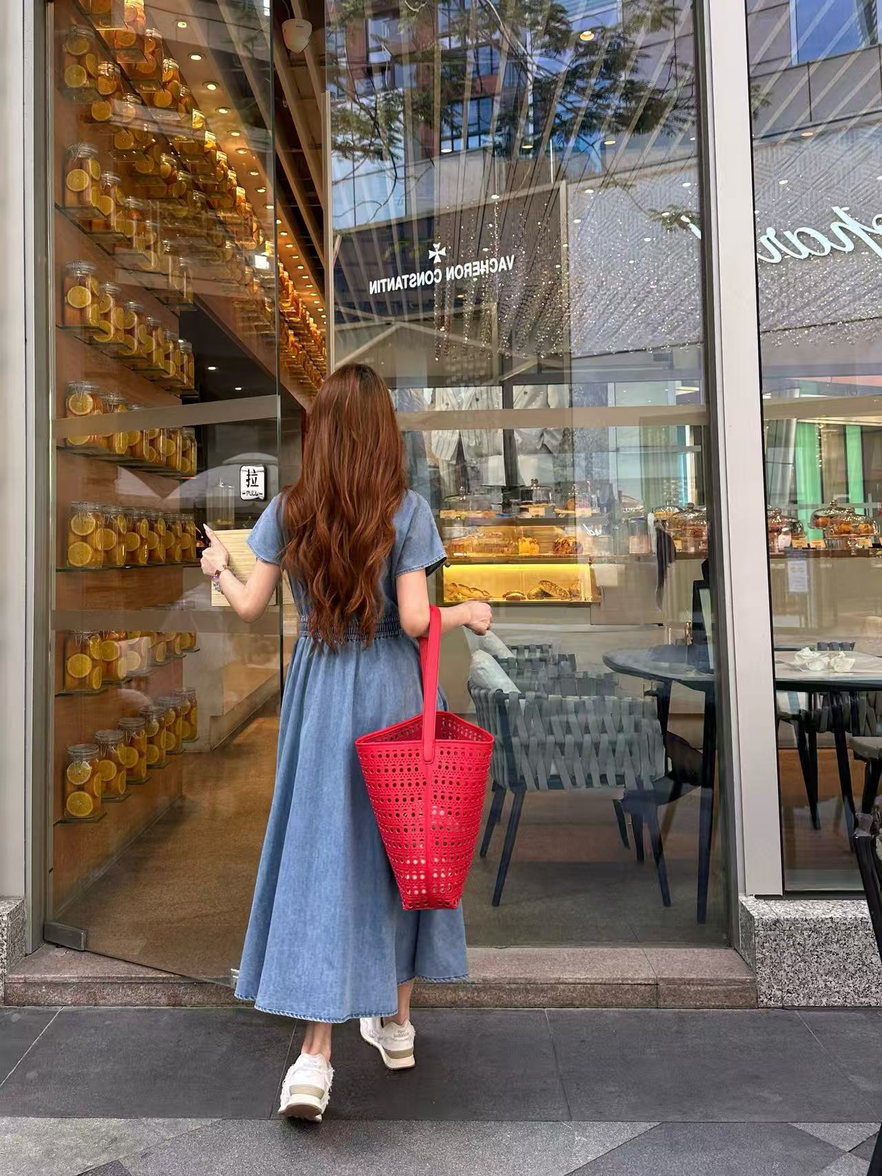 M1UM1U シンプルレースアップデニムドレス【50％割引+送料無料】