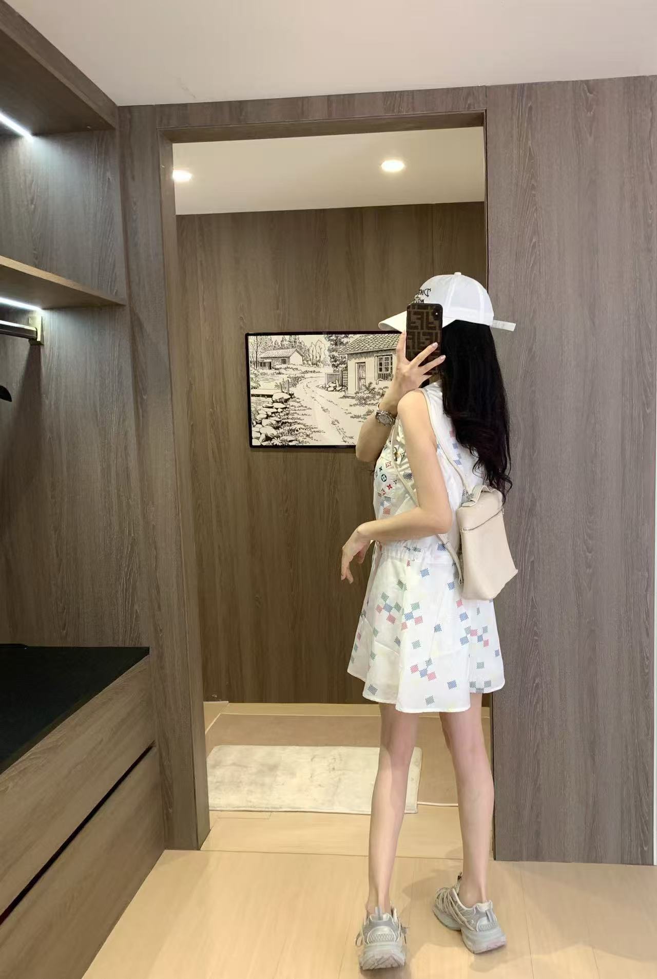 LVチェック柄ジッパーノースリーブドレス【50％割引+送料無料】